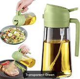 470ml Kitchen Glass Oil Sprayer Bottle | 2βinβ1 Olive Oil Dispenser | Transparent Premium Quality ( Random Colour)