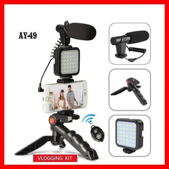 Ay-49 Video Making Kit Vlogging Tripod Triple Band Light.