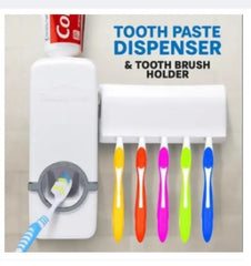 Toothpaste Dispenser and Toothbrush Holder Set, Wall Mounted Automatic Toothpaste Squeezer and Toothbrush Organizer Holder