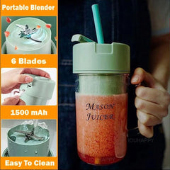 Mason Portable Mini juicer Blender With Straw Cup