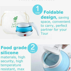Fast Water Boiling 600 ml Portable Kettle Travel Kettle Foods Boils Quickly Silicone Small Collapsible Foldable Electric Sports Bottles