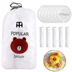 Combo Deal Disposable Food Cover Plastic Wrap 100 Pcs + 2 Pcs Dishwashing Rug | Reusable elastic food storage covers &amp; Metal Wire Dish Washing Rugs For Kitchen