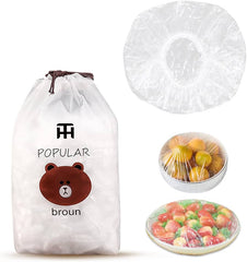 Combo Deal Disposable Food Cover Plastic Wrap 100 Pcs + 2 Pcs Dishwashing Rug | Reusable elastic food storage covers &amp; Metal Wire Dish Washing Rugs For Kitchen