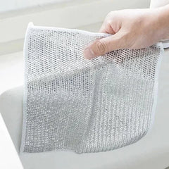 Combo Deal Disposable Food Cover Plastic Wrap 100 Pcs + 2 Pcs Dishwashing Rug | Reusable elastic food storage covers &amp; Metal Wire Dish Washing Rugs For Kitchen