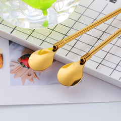 6-Piece Reusable Stainless Steel Straw Spoon Set.