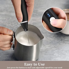 2 in 1 Rechargeable Milk Frother Wand – Powerful Handheld Whisk & Drink Mixer