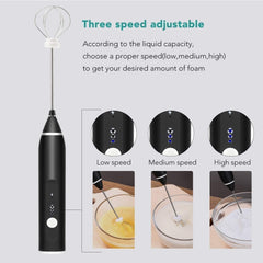 2 in 1 Rechargeable Milk Frother Wand – Powerful Handheld Whisk & Drink Mixer