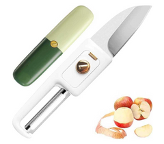 2-in-1 Stainless Steel Fruit Knife with Peeler – Portable Fruit Cutting & Peeling Tool