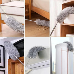 Extendable Microfiber Duster with Flexible Head – Washable & Reusable Long Handle Dust Cleaner for Ceiling Fans, High Ceilings, Blinds, Furniture & Car Interior