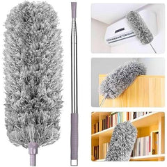 Extendable Microfiber Duster with Flexible Head – Washable & Reusable Long Handle Dust Cleaner for Ceiling Fans, High Ceilings, Blinds, Furniture & Car Interior