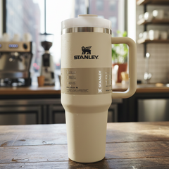 Stanley 40 Oz | (1200ML) Stainless Steel Vacuum Insulated Tumbler With Straw Leak Proof Quencher Cup For Hot And Cold Beverages - With Box | Off White