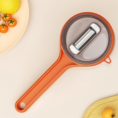 Multi‑Functional Vegetable & Fruit Peeler | With Integrated Storage Container | Easy Kitchen Tool - 7 inches