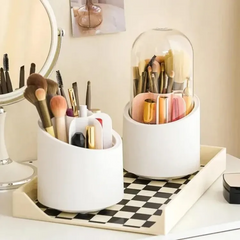 360° Rotating Makeup Brush Storage Box | Desktop Cosmetic Organizer for Brushes, Lipsticks, Eyebrow Pencils & Beauty Tools