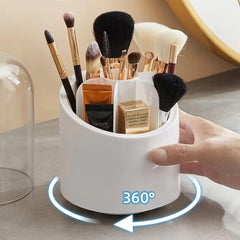 360° Rotating Makeup Brush Storage Box | Desktop Cosmetic Organizer for Brushes, Lipsticks, Eyebrow Pencils & Beauty Tools