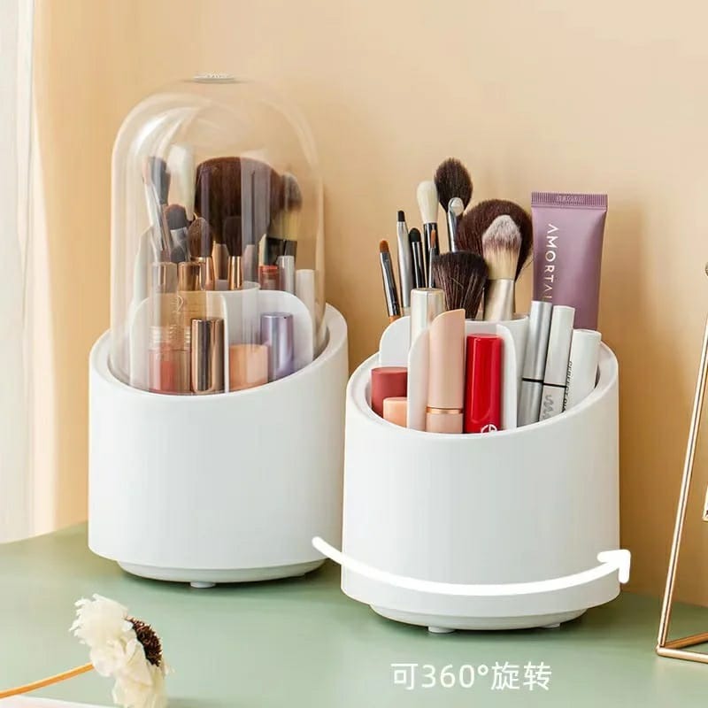 360° Rotating Makeup Brush Storage Box | Desktop Cosmetic Organizer for Brushes, Lipsticks, Eyebrow Pencils & Beauty Tools
