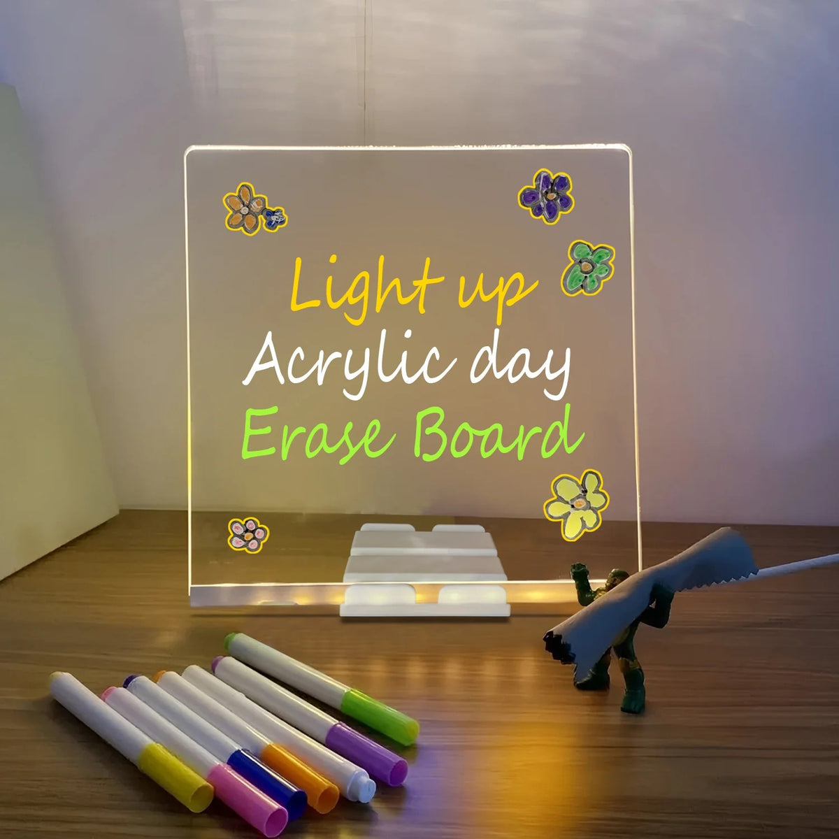 LED Light-Up Writing Board – Reusable Glowing Message Display (15×15 cm).
