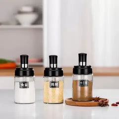 Daisy Glass Spice Set With 3 Spice Jars 180ml And 1 Oil Bottle 750ml