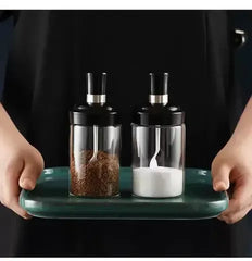 Daisy Glass Spice Set With 3 Spice Jars 180ml And 1 Oil Bottle 750ml
