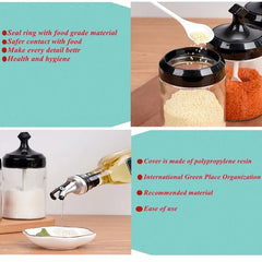 Daisy Glass Spice Set With 3 Spice Jars 180ml And 1 Oil Bottle 750ml