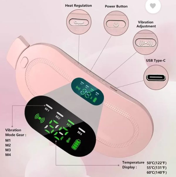 Portable Menstrual Heating Pad Belt with Massage | Period Pain Relief Electric Waist Belt | Rechargeable & Adjustable Heat