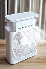 Multi-Function Portable Desktop Air Cooler Fan – High-Velocity Cooling with LED Lighting, Adjustable Speed, and Built-in Humidifier Mist