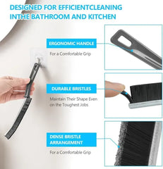 2 PCS Hard Bristle Crevice Cleaning Brush | Multi-Purpose Gap Cleaning Tool for Kitchen, Bathroom, Tiles & Window Tracks