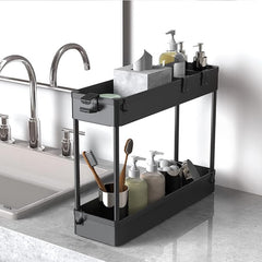 4 Tier Slim Storage Cart with Wheels | Rolling Utility Organizer for Kitchen, Bathroom, Laundry, Office &amp; Bedroom | Space Saving Slide-Out Storage Rack