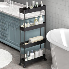 4 Tier Slim Storage Cart with Wheels | Rolling Utility Organizer for Kitchen, Bathroom, Laundry, Office &amp; Bedroom | Space Saving Slide-Out Storage Rack