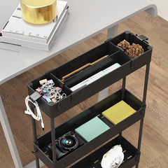 4 Tier Slim Storage Cart with Wheels | Rolling Utility Organizer for Kitchen, Bathroom, Laundry, Office &amp; Bedroom | Space Saving Slide-Out Storage Rack