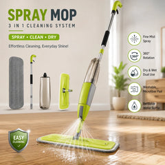 360° Rotating Spray Mop with Refillable Water Tank | Microfiber Flat Floor Cleaning Mop for Hardwood, Tile, Marble, Vinyl & Laminate Floors | Wet & Dry No Bucket Cleaning System with Washable Mop Pads