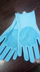 Pair of Silicone Washing Full Finger Gloves For Home & Kitchen (Random Colors)