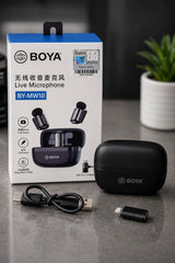 BOYA BY-MW10 Wireless Lavalier Microphone | Dual Wireless Clip-On Mic for iPhone & Android | Noise Cancellation | Live Streaming, Vlogging, Interviews, Podcasts & YouTube Recording
