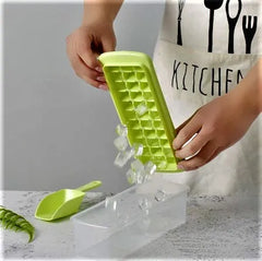 Glacier Ice Cube Tray with Storage Bin &amp; Ice Scoop | 33-Cube Food-Grade Ice Maker Tray for Freezer, Home Kitchen, Drinks &amp; Cocktails