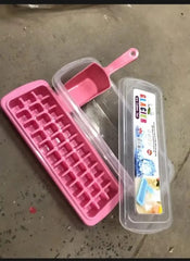 Glacier Ice Cube Tray with Storage Bin &amp; Ice Scoop | 33-Cube Food-Grade Ice Maker Tray for Freezer, Home Kitchen, Drinks &amp; Cocktails