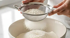 Flour Sifter Stainless Steel – Double Layer Fine Mesh Baking Sifter with One-Hand Press Crank for Cakes & Pastries