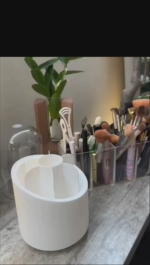 360° Rotating Makeup Brush Storage Box | Desktop Cosmetic Organizer for Brushes, Lipsticks, Eyebrow Pencils & Beauty Tools