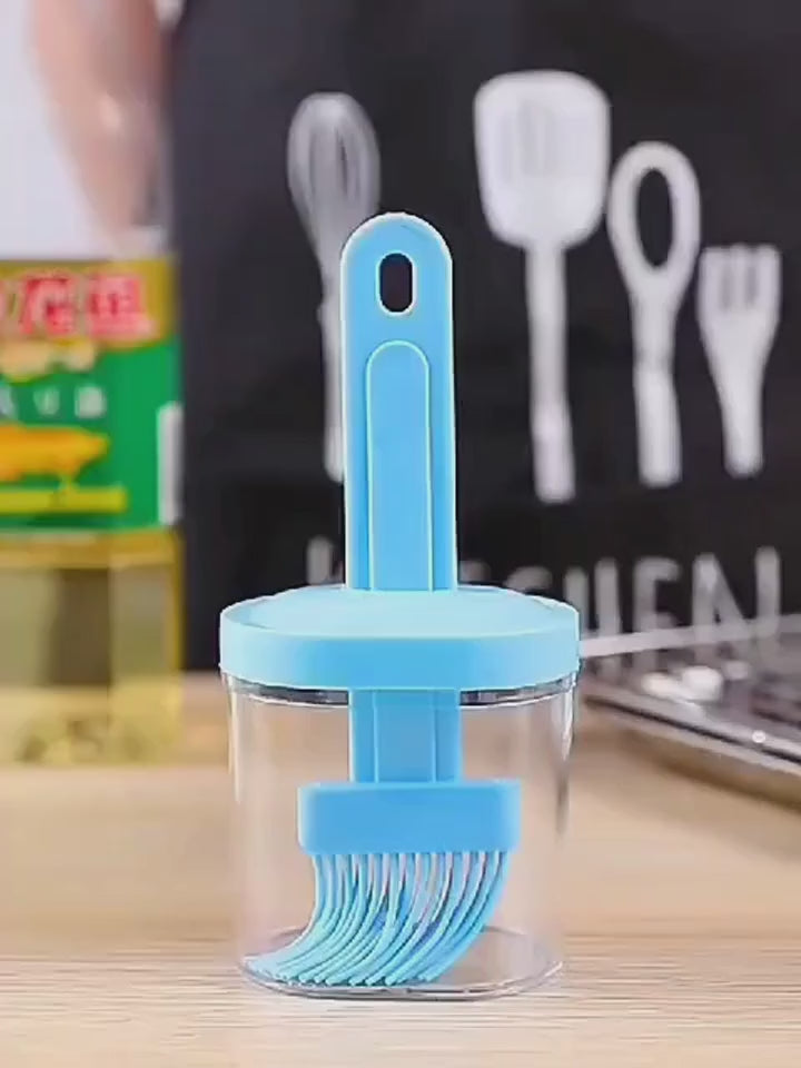 Oil Bottle with Silicone Brush – Durable Kitchen Tool for Easy Cooking and Baking Use.