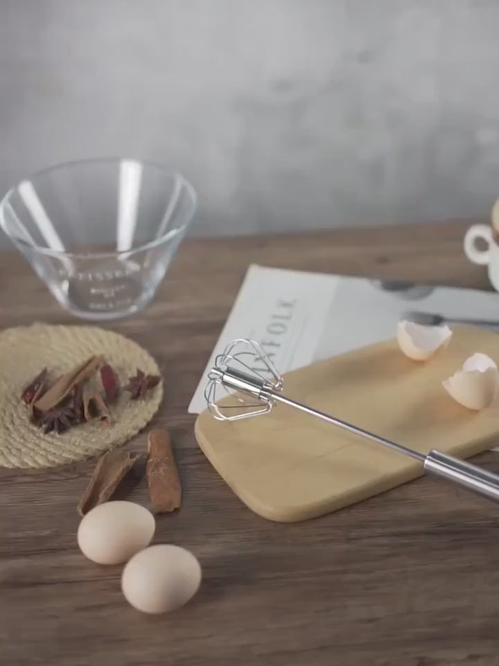 Hand Pressure Semi-Automatic Egg Beater Kitchen Accessories Tools Self Turning Cream Utensils Whisk Manual Mixer (30.5x6.5cm)